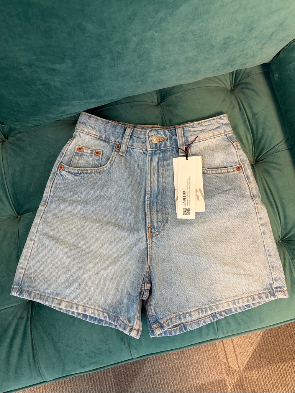 NWT Zara High-Rise Light Blue Denim Shorts